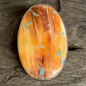 Jay King DTR Ring Size 8 Spiny Oyster Turquoise Oval Shaped Statement Ring